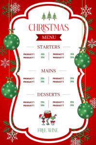 White Christmas Menu Poster Template