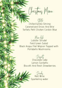 Christmas menu food and beverage card A5 template