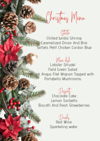 Christmas menu food and beverage card A5 template
