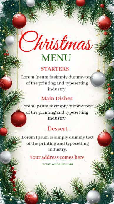 Christmas Menu Instagram Story Template | PosterMyWall