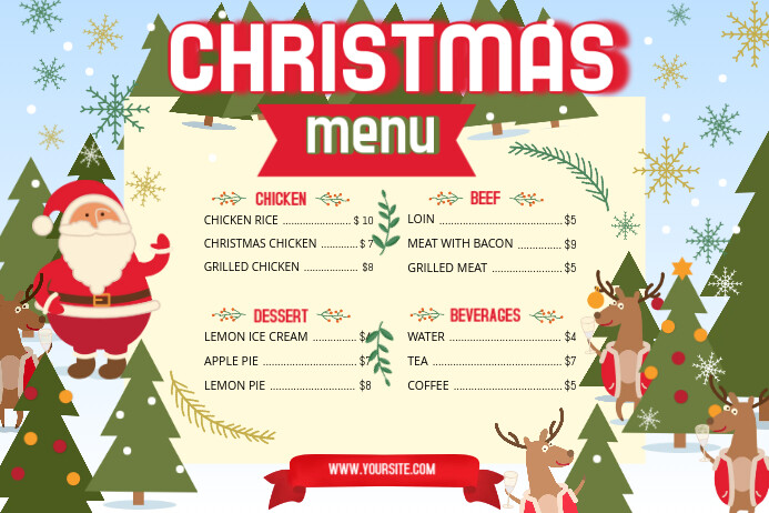 Christmas Menu Landscape Poster Cartaz template