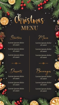 Christmas Menu Layout Printable Template 数字显示屏 (9:16)
