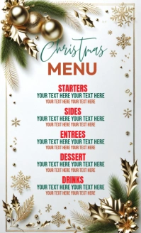 Christmas menu list design template US Legal
