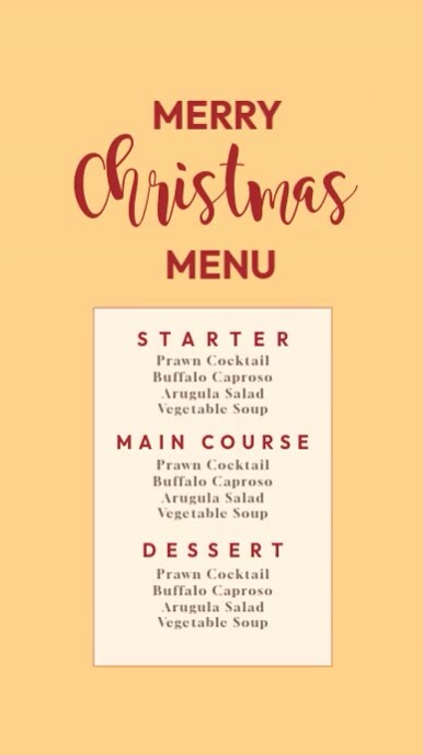 Christmas Menu List เรื่องราวบน Instagram template