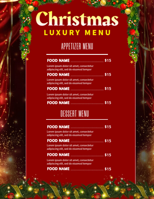 Christmas Menu Poster Volantino (US Letter) template