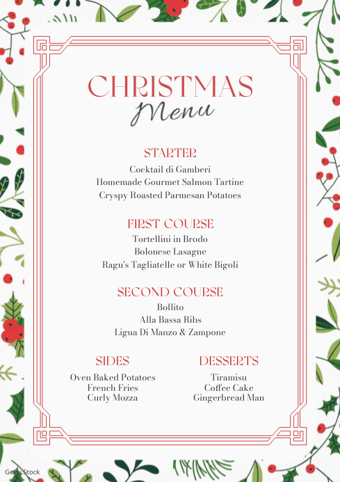 Christmas Menu Printable Template PosterMyWall