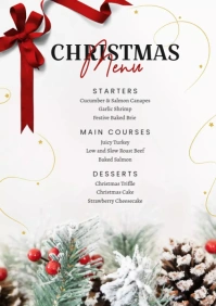 Christmas menu restaurant A4 template