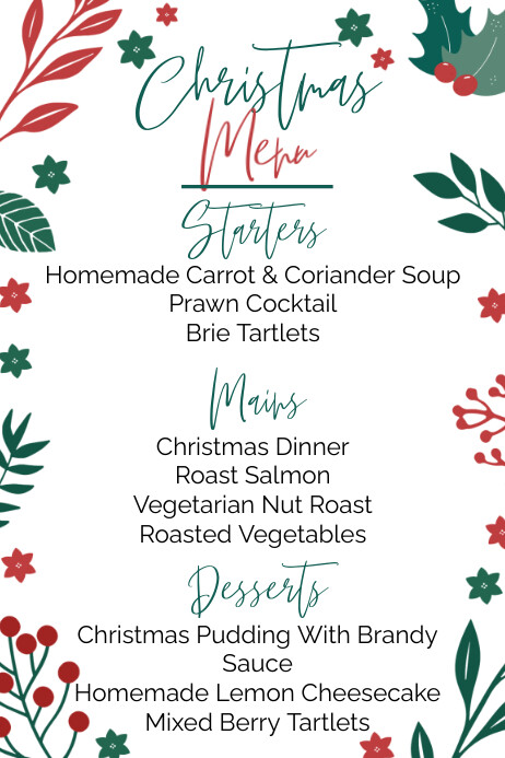 Christmas Menu Template Free Download Cartaz