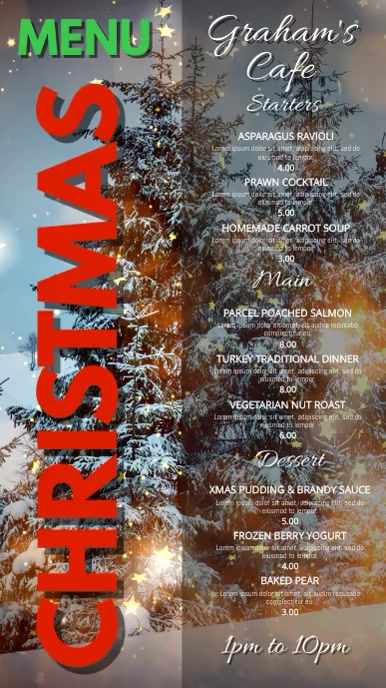 Christmas Menu Video Template Digitale Vertoning (9:16)
