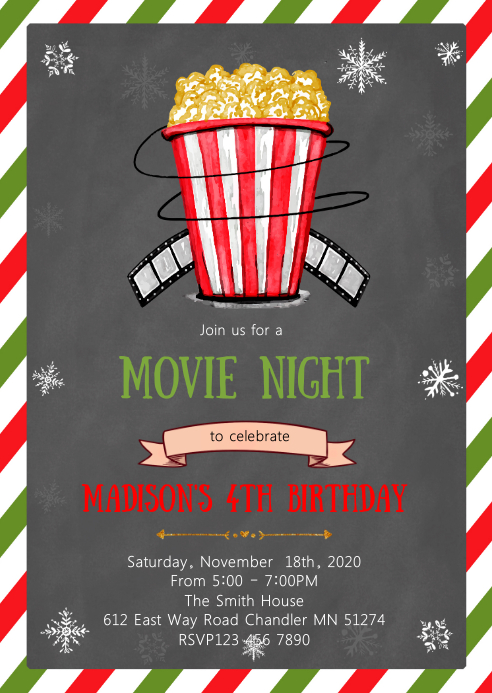 Christmas Movie Birthday Party Invitation Template Postermywall