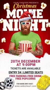 christmas movie night, movie night (2) Instagram Story template