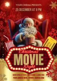 Christmas Movie Night A2 template
