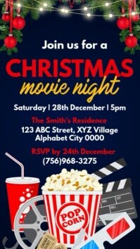 Christmas Movie Night Invitation Instagram Story template