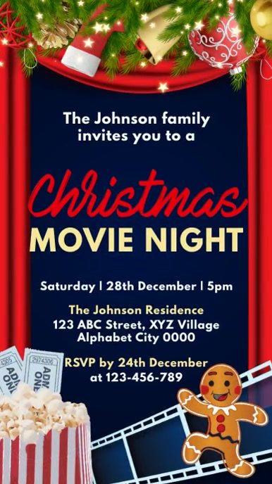 Christmas Movie Night Invitation Instagram Story template