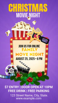 Purple Christmas Movie Night WhatsApp Status Template