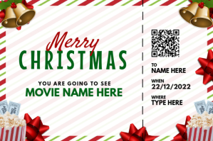 Christmas movie ticket Etiqueta template