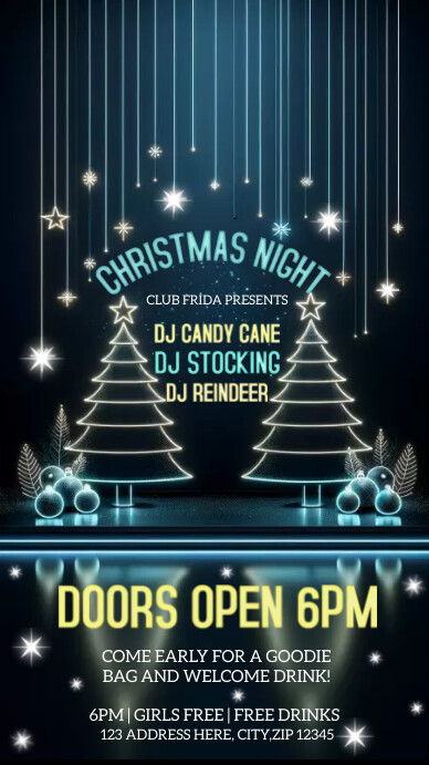 CHRISTMAS NEON GLOW PARTY EVENT TEMPLATE Instagram Story