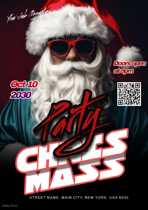 Black Christmas Party A4 Template | PosterMyWall