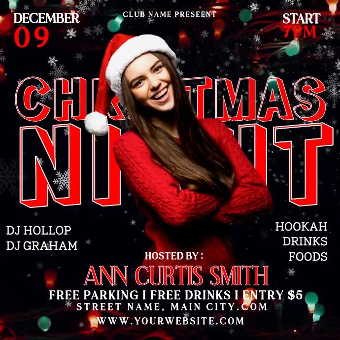 Christmas Night Party Event Ads Instagram Post template