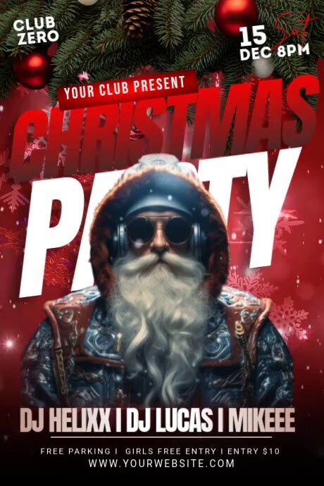 Christmas Night Party Red Theme Template | PosterMyWall