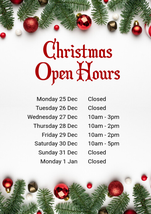 Festive Operating Hours Copy of Christmas Open Hours | PosterMyWall