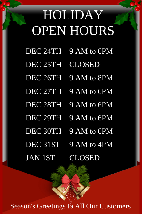 Christmas Open Hours Template PosterMyWall