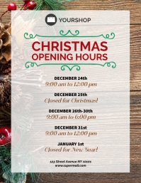 Christmas open hours shop sign