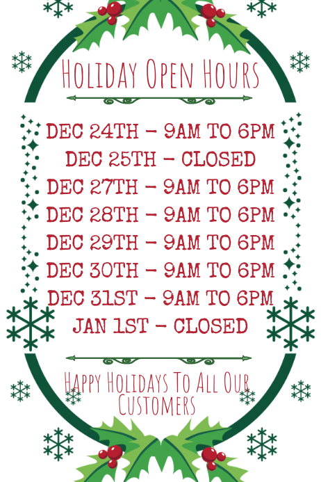 Christmas Open HoursTemplate PosterMyWall