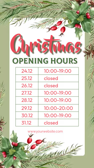 Festive Operating Hours Copy of Christmas Opening Hours | PosterMyWall
