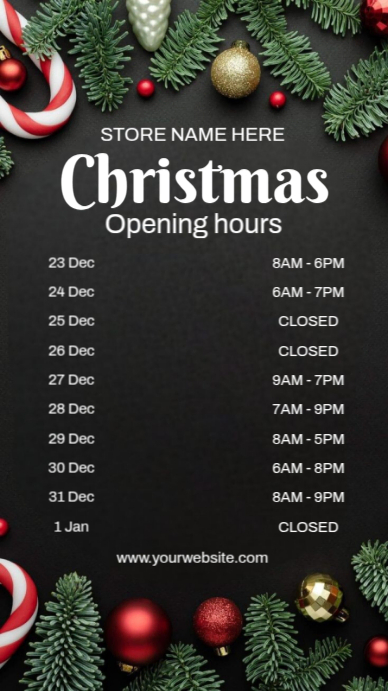 Christmas Opening Hours Instagram Story template