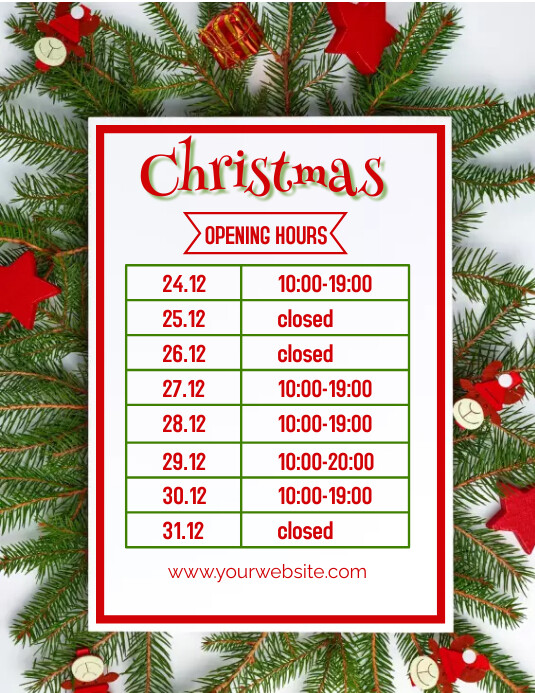 Festive Operating Hours Copy of Christmas Opening Hours | PosterMyWall