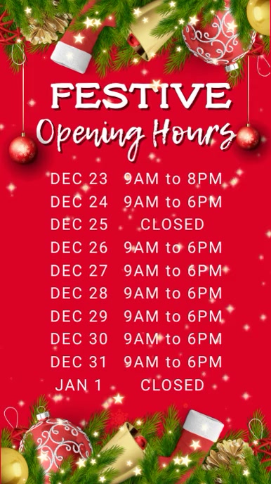 Copy Of Christmas Opening Hours Video Template PosterMyWall christmas-opening-hours-poster-template-postermywall