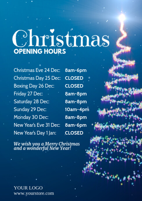 Copia di Christmas Opening Times Hours Holidays Cover PosterMyWall