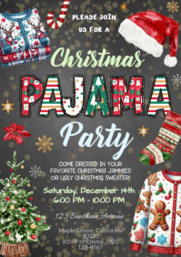Christmas Pajama Invitations A5 template