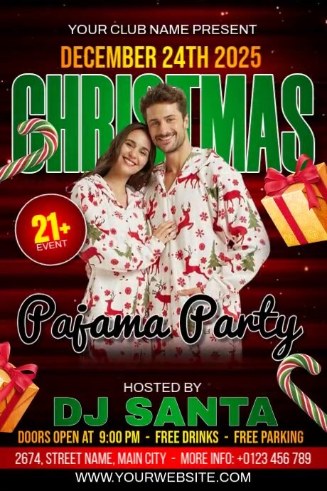 Christmas Pajama Party 海报 template
