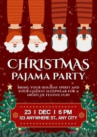 Christmas Pajama Party Invitation A5 template