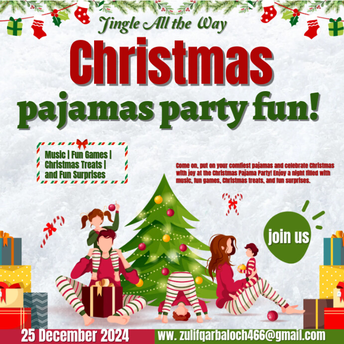 Christmas pajamas party fun Template | PosterMyWall