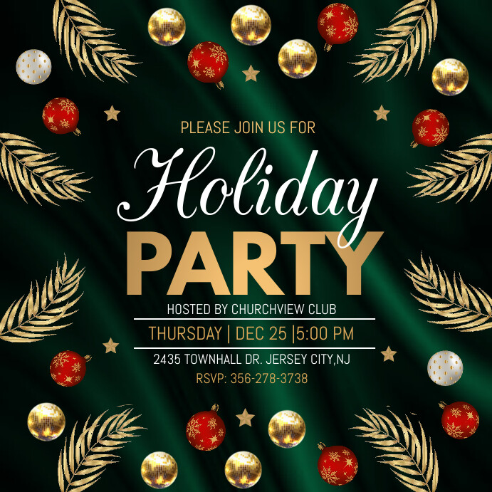 christmas party, holiday party instagram post Square (1:1) template