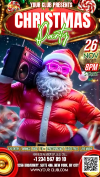 红色 Christmas Party Tampilan Digital Template