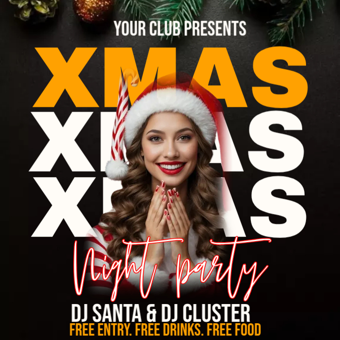 Christmas party โพสต์บน Instagram template
