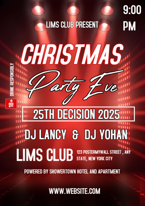 Red Christmas Party Event A4 Template | PosterMyWall