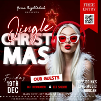 Black Christmas Nightclub Event Square Template