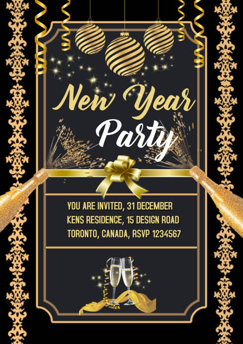 Modele Nouvel An Carte D Invitation Evenement Postermywall