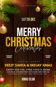 Christmas Party Flyer Demi-page de format Wide template