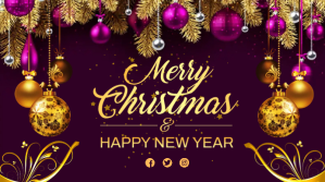 Purple Christmas and New Year Celebration Digitalt display Template