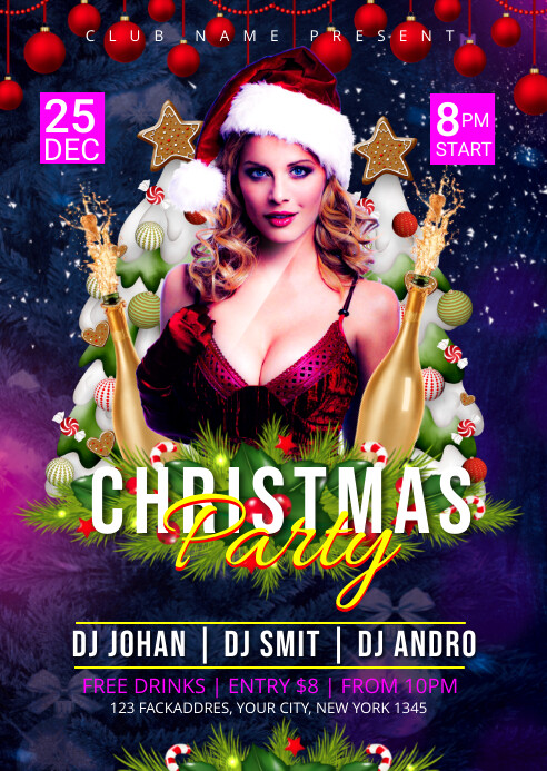 Christmas Party Flyer A6 template