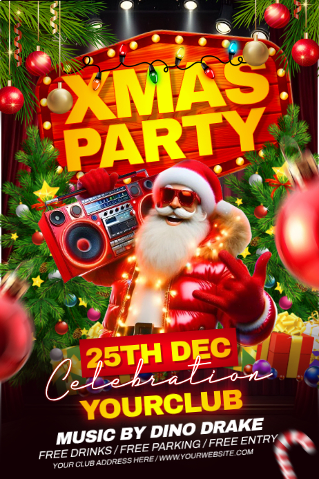 Christmas party flyer Template | PosterMyWall
