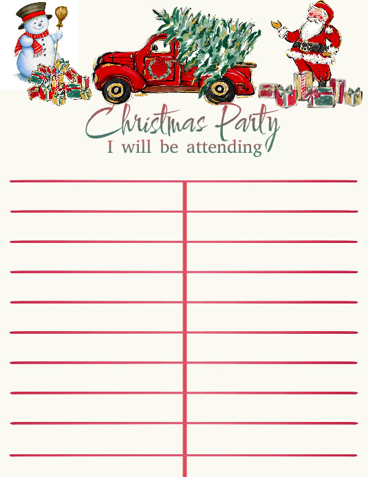 Holiday Sign Up Sheet Template Templates Free Printable