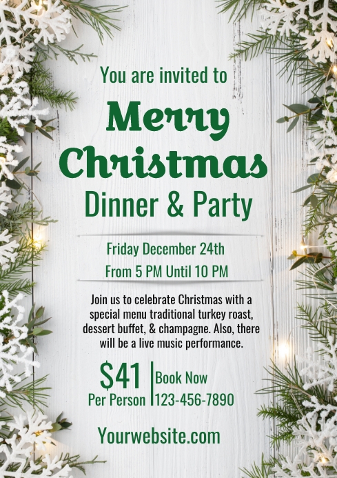 Christmas Party Invitation Card Template | PosterMyWall