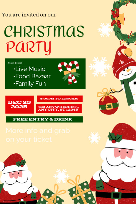 Christmas Party Invitation Poster Template | PosterMyWall